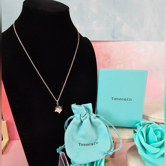 Tiffany & Co. Atlas Cube Roman Numerals 925 Sterling Pendant Necklace VGUC - Picture 11 of 16